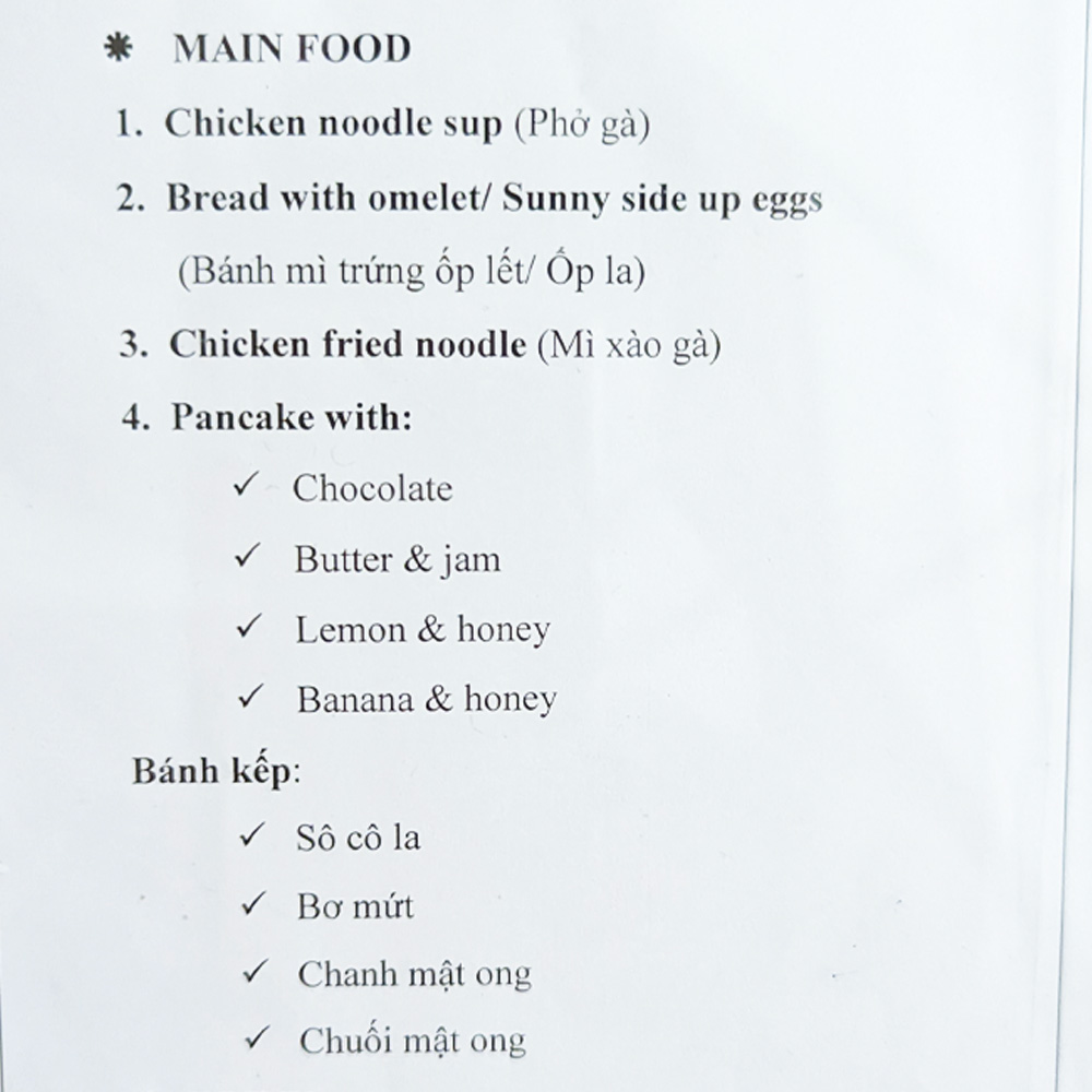 Breakfast Menu